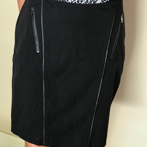 Ann Taylor black pencil skirt with leather trim - Picture 1 of 2